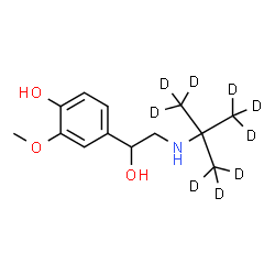 ChemSpider 2D Image | 4-(1-Hydroxy-2-{[2-(~2~H_3_)methyl(~2~H_6_)-2-propanyl]amino}ethyl)-2-methoxyphenol | C13H12D9NO3