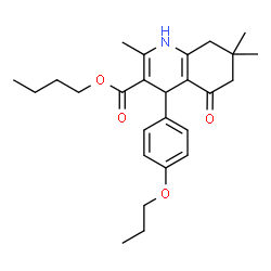 ChemSpider 2D Image | Butyl 2,7,7-trimethyl-5-oxo-4-(4-propoxyphenyl)-1,4,5,6,7,8-hexahydro-3-quinolinecarboxylate | C26H35NO4