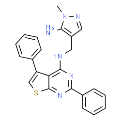 ChemSpider 2D Image | N-[(5-Amino-1-methyl-1H-pyrazol-4-yl)methyl]-2,5-diphenylthieno[2,3-d]pyrimidin-4-amine | C23H20N6S