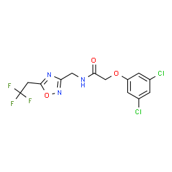 ChemSpider 2D Image | 2-(3,5-Dichlorophenoxy)-N-{[5-(2,2,2-trifluoroethyl)-1,2,4-oxadiazol-3-yl]methyl}acetamide | C13H10Cl2F3N3O3