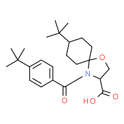ChemSpider 2D Image | 8-(2-Methyl-2-propanyl)-4-[4-(2-methyl-2-propanyl)benzoyl]-1-oxa-4-azaspiro[4.5]decane-3-carboxylic acid | C24H35NO4