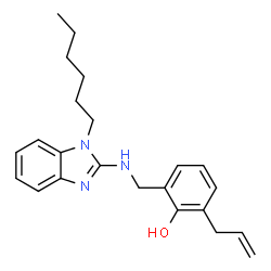 ChemSpider 2D Image | 2-Allyl-6-{[(1-hexyl-1H-benzimidazol-2-yl)amino]methyl}phenol | C23H29N3O