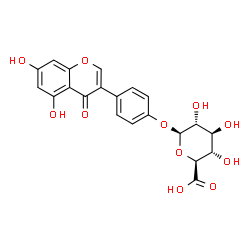 ChemSpider 2D Image | 4-(5,7-Dihydroxy-4-oxo-4H-chromen-3-yl)phenyl beta-D-glucopyranosiduronic acid | C21H18O11