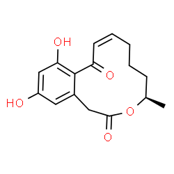 ChemSpider 2D Image | (4R,8Z)-11,13-Dihydroxy-4-methyl-4,5,6,7-tetrahydro-2H-3-benzoxacyclododecine-2,10(1H)-dione | C16H18O5