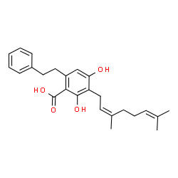 ChemSpider 2D Image | 3-[(2Z)-3,7-Dimethyl-2,6-octadien-1-yl]-2,4-dihydroxy-6-(2-phenylethyl)benzoic acid | C25H30O4