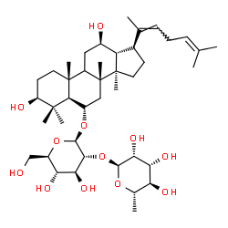 ChemSpider 2D Image | (3beta,6alpha,9xi,12beta,20Z)-3,12-Dihydroxydammara-20(22),24-dien-6-yl 2-O-(6-deoxy-alpha-L-mannopyranosyl)-beta-D-glucopyranoside | C42H70O12