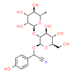 ChemSpider 2D Image | {[2-O-(6-Deoxy-alpha-L-mannopyranosyl)-beta-D-glucopyranosyl]oxy}(4-hydroxyphenyl)acetonitrile | C20H27NO11