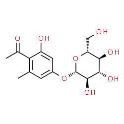 ChemSpider 2D Image | 4-Acetyl-3-hydroxy-5-methylphenyl beta-D-glucopyranoside | C15H20O8