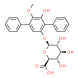 ChemSpider 2D Image | 6'-Hydroxy-5'-methoxy-1,1':4',1''-terphenyl-2'-yl beta-D-glucopyranosiduronic acid | C25H24O9