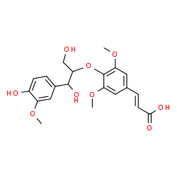 ChemSpider 2D Image | (2E)-3-(4-{[1,3-Dihydroxy-1-(4-hydroxy-3-methoxyphenyl)-2-propanyl]oxy}-3,5-dimethoxyphenyl)acrylic acid | C21H24O9