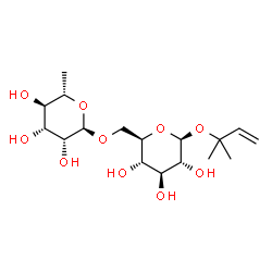 ChemSpider 2D Image | 2-Methyl-3-buten-2-yl 6-O-(6-deoxy-alpha-L-mannopyranosyl)-beta-D-glucopyranoside | C17H30O10