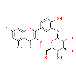 ChemSpider 2D Image | 5-(5,7-Dihydroxy-3-methoxy-4-oxo-4H-chromen-2-yl)-2-hydroxyphenyl beta-D-glucopyranoside | C22H22O12