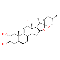 ChemSpider 2D Image | (2alpha,3beta,5alpha,8xi,14xi,25S)-2,3-Dihydroxyspirost-9(11)-en-12-one | C27H40O5
