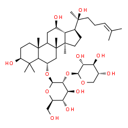 ChemSpider 2D Image | (3beta,5xi,6alpha,9xi,12beta)-3,12,20-Trihydroxydammar-24-en-6-yl 2-O-beta-D-xylopyranosyl-beta-D-glucopyranoside | C41H70O13