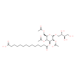 ChemSpider 2D Image | (2S,3R)-2,3,4-Trihydroxybutyl 2,4,6-tri-O-acetyl-3-O-(13-carboxytridecanoyl)-beta-D-mannopyranoside | C30H50O15