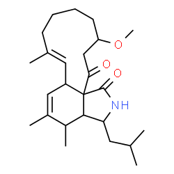 ChemSpider 2D Image | (7E)-3-Isobutyl-13-methoxy-4,5,8-trimethyl-3,3a,4,6a,9,10,11,12,13,14-decahydro-1H-cycloundeca[d]isoindole-1,15(2H)-dione | C25H39NO3