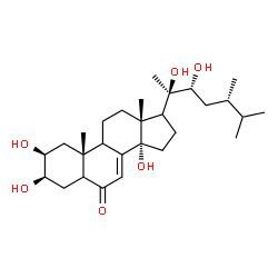 ChemSpider 2D Image | (2beta,3beta,9xi,17xi,22R)-2,3,14,20,22-Pentahydroxyergost-7-en-6-one | C28H46O6