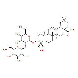 ChemSpider 2D Image | (3beta,5xi,9xi)-3-{[2-O-(beta-D-Glucopyranosyl)-beta-D-glucopyranosyl]oxy}-23-hydroxyolean-12-en-28-oic acid | C42H68O14