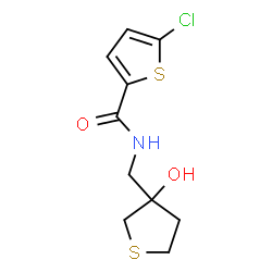 ChemSpider 2D Image | 5-Chloro-N-[(3-hydroxytetrahydro-3-thiophenyl)methyl]-2-thiophenecarboxamide | C10H12ClNO2S2
