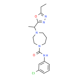 ChemSpider 2D Image | N-(3-Chlorophenyl)-4-[1-(5-ethyl-1,3,4-oxadiazol-2-yl)ethyl]-1,4-diazepane-1-carboxamide | C18H24ClN5O2