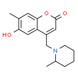ChemSpider 2D Image | 6-Hydroxy-7-methyl-4-[(2-methyl-1-piperidinyl)methyl]-2H-chromen-2-one | C17H21NO3
