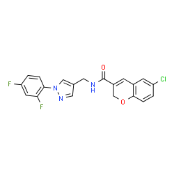 ChemSpider 2D Image | 6-Chloro-N-{[1-(2,4-difluorophenyl)-1H-pyrazol-4-yl]methyl}-2H-chromene-3-carboxamide | C20H14ClF2N3O2