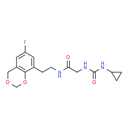 ChemSpider 2D Image | N~2~-(Cyclopropylcarbamoyl)-N-[2-(6-fluoro-4H-1,3-benzodioxin-8-yl)ethyl]glycinamide | C16H20FN3O4