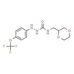 ChemSpider 2D Image | N-(1,4-Dioxan-2-ylmethyl)-2-[4-(trifluoromethoxy)phenyl]hydrazinecarboxamide | C13H16F3N3O4