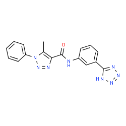 ChemSpider 2D Image | 5-Methyl-1-phenyl-N-[3-(1H-tetrazol-5-yl)phenyl]-1H-1,2,3-triazole-4-carboxamide | C17H14N8O