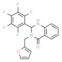 ChemSpider 2D Image | 3-(2-Furylmethyl)-2-(pentafluorophenyl)-2,3-dihydro-4(1H)-quinazolinone | C19H11F5N2O2