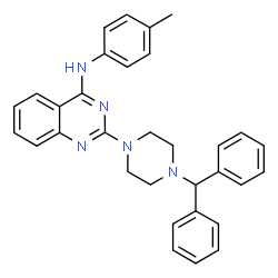 ChemSpider 2D Image | 2-[4-(Diphenylmethyl)-1-piperazinyl]-N-(4-methylphenyl)-4-quinazolinamine | C32H31N5