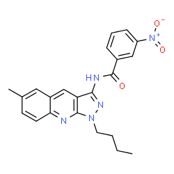 ChemSpider 2D Image | N-(1-Butyl-6-methyl-1H-pyrazolo[3,4-b]quinolin-3-yl)-3-nitrobenzamide | C22H21N5O3