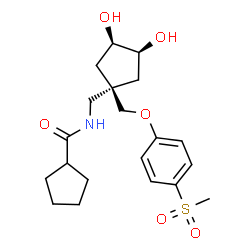 ChemSpider 2D Image | N-{[(1r,3R,4S)-3,4-Dihydroxy-1-{[4-(methylsulfonyl)phenoxy]methyl}cyclopentyl]methyl}cyclopentanecarboxamide | C20H29NO6S