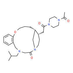 ChemSpider 2D Image | (16R,17S)-17-[2-(4-Acetyl-1-piperazinyl)-2-oxoethyl]-4-isobutyl-12-oxa-1,4-diazatricyclo[14.3.1.0~6,11~]icosa-6,8,10-trien-2-one | C29H44N4O4