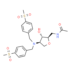 ChemSpider 2D Image | 5-Acetamido-1,4-anhydro-2-{bis[4-(methylsulfonyl)benzyl]amino}-2,5-dideoxy-D-arabinitol | C23H30N2O7S2