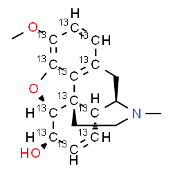 ChemSpider 2D Image | Morphinan-6-ol-1,2,3,4,5,6,7,8,11,12,13,14-13C12, 7,8-didehydro-4,5-epoxy-3-methoxy-17-methyl-, (5α,6α)- | C613C12H21NO3