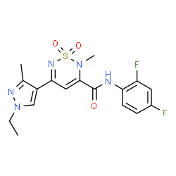 ChemSpider 2D Image | N-(2,4-Difluorophenyl)-5-(1-ethyl-3-methyl-1H-pyrazol-4-yl)-2-methyl-2H-1,2,6-thiadiazine-3-carboxamide 1,1-dioxide | C17H17F2N5O3S