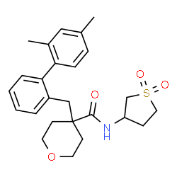ChemSpider 2D Image | 4-[(2',4'-Dimethyl-2-biphenylyl)methyl]-N-(1,1-dioxidotetrahydro-3-thiophenyl)tetrahydro-2H-pyran-4-carboxamide | C25H31NO4S
