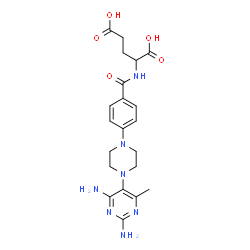ChemSpider 2D Image | N-{4-[4-(2,4-Diamino-6-methyl-5-pyrimidinyl)-1-piperazinyl]benzoyl}glutamic acid | C21H27N7O5