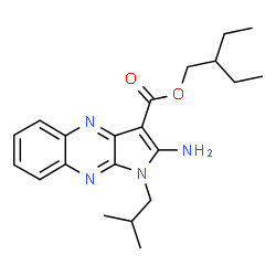 ChemSpider 2D Image | 2-Ethylbutyl 2-amino-1-isobutyl-1H-pyrrolo[2,3-b]quinoxaline-3-carboxylate | C21H28N4O2