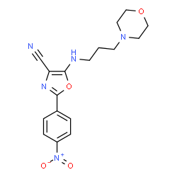 ChemSpider 2D Image | 5-{[3-(4-Morpholinyl)propyl]amino}-2-(4-nitrophenyl)-1,3-oxazole-4-carbonitrile | C17H19N5O4