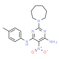 ChemSpider 2D Image | 2-(1-Azepanyl)-N-(4-methylphenyl)-5-nitro-4,6-pyrimidinediamine | C17H22N6O2