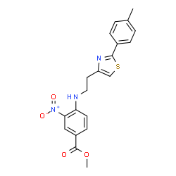 ChemSpider 2D Image | Methyl 4-[[2-[2-(4-methylphenyl)-4-thiazolyl]ethyl]amino]-3-nitrobenzoate | C20H19N3O4S