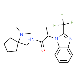 ChemSpider 2D Image | N-{[1-(Dimethylamino)cyclopentyl]methyl}-2-[2-(trifluoromethyl)-1H-benzimidazol-1-yl]propanamide | C19H25F3N4O