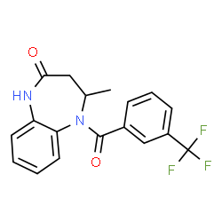 ChemSpider 2D Image | 4-Methyl-5-[3-(trifluoromethyl)benzoyl]-1,3,4,5-tetrahydro-2H-1,5-benzodiazepin-2-one | C18H15F3N2O2