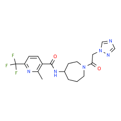 ChemSpider 2D Image | 2-Methyl-N-[1-(1H-1,2,4-triazol-1-ylacetyl)-4-azepanyl]-6-(trifluoromethyl)nicotinamide | C18H21F3N6O2