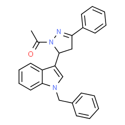 ChemSpider 2D Image | 1-[5-(1-Benzyl-1H-indol-3-yl)-3-phenyl-4,5-dihydro-pyrazol-1-yl]-ethanone | C26H23N3O