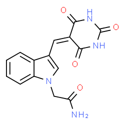 ChemSpider 2D Image | 2-{3-[(2,4,6-Trioxotetrahydro-5(2H)-pyrimidinylidene)methyl]-1H-indol-1-yl}acetamide | C15H12N4O4