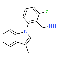 ChemSpider 2D Image | 1-[2-Chloro-6-(3-methyl-1H-indol-1-yl)phenyl]methanamine | C16H15ClN2