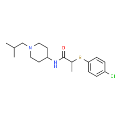 ChemSpider 2D Image | 2-[(4-Chlorophenyl)sulfanyl]-N-(1-isobutyl-4-piperidinyl)propanamide | C18H27ClN2OS